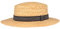 Breiter Kreissäge Strohhut Sommerhut Sonnenhut aus 100% Stroh mit schwarzem Ripsban Gondoliere-Hut Made in Italy 6 cm Krempe - Beige, Blau gestreift, S 54-55