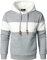 HOOD CREW Men’s Sweatshirts Long Sleeve Pullover Patchwork Plaid Jacquard Hoodie Casual Drawstring Hoody Top Lightgrey L