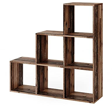 Vicco Treppenregal, stehendes Bücherregal, Antikholz, 105 x 107.5 cm