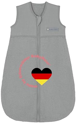 Odenwälder Baby Frottee-Schlafsack | Sommerschlafsack 0,5 TOG | Sommer Schlafsack 110cm | grey