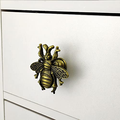FUBESK Golden Gold Bumble Bee Metal Knob,Bee Shape Wardrobe Knob Brass Furniture Handles Door Knobs and Handles Cabinet for Cabinet Wardrobe