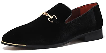 FLQL Herren Luxus Penny Loafer Slip-On Samtschuhe Party Tanzschuhe Wildleder Hochzeitsschuhe Übergröße 40-47