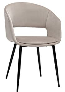 Miliboo Designer Stuhl aus Samt, Taupe und Beine aus Metall, Schwarz