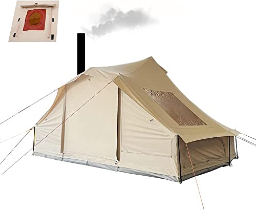 UNISTRENGH Tenda da Campeggio Grande 8-10 Persona Alta, Yurta Tenda Mongola 4 Stagioni con Stufa Famiglia, Glamping Luxury Invernale (4.9m X 4.6m x 3m)
