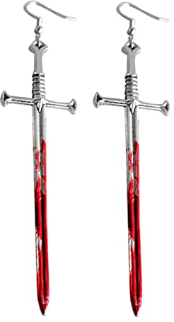 Axt Zähne Ohrringe Für Frauen Mädchen Blut Gedruckt Gothic Scissor Ohrringe Halloween Party Horror Ohrringe Kreis Creolen (E, One Size)