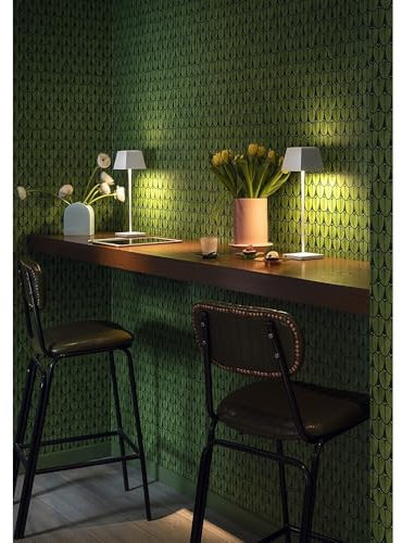 Siesta Lampada a Led da Tavolo Portatile Senza Fili Ricaricabile con USB Touch Dimmerabile IP54 Uso Interno/Esterno H.37cm 2,2watt Luce Calda 2700K 200lm 9 ore di Autonomia (Verde Bosco)