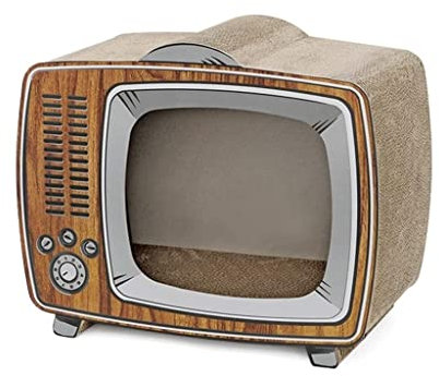 RUTAVM Kratzbaum Cat Scratcher Lounge Kreativer Retro-TV-Kratzpa-Karton Kann Auch Als Katzennest-Kratzunterlage Verwendet Werden Kratzstamm Im Innenbereich