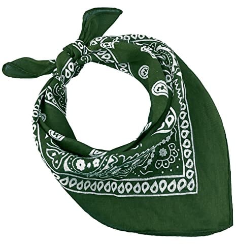 JOPHY & CO. Bandanas aus 100% Baumwolle für Damen Herren Kinder Unisex mit Paisley Muster Kopftuch Kopfbedeckung Schal für Haar/Hals/Handgelenk/Kopf COD.644 (Militärgrün Paisley)