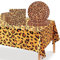 POPOYU 37Pcs Jungle Safari Animal Paper Tableware Set,Leopard Print Paper Plates 9 Inch Napkins Table Cloth,Leopard Print Party Decoration for Jungle Safari Animal Wild One Birthday Hen Party Supplies