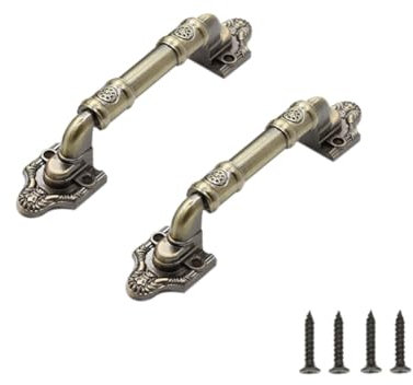 SYDARSYN 2 Stücke Antike Holztür Türgriffe Schiebetürgriff für Scheunentür Griff Zuggriff für Holz Gartentor Schuppen Schranktür Großer Holztürgriff Türknauf Vintage Türgriff 96mm