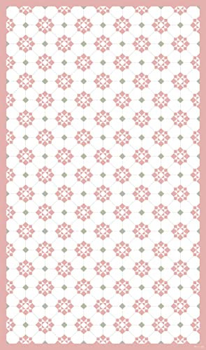 DobleUve Estudio Tapis Vinyle 34 | Rose | 65x110 cm | Tapis Cuisine | Tapis de Salon Antidérapant Antifongique Ignifuge | Tapis Enfants | Tapis Bain PVC | Tapis PVC