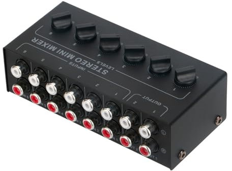 6 Channel 3.5mm 2RCA HiFi Audio Mixer Headphone Amplifier Switcher Distributor 6 in 2 Out 4 in 2 Out Mixer Controller for Cell Phone Computer External Audio Headphone Sound Card Sound Amplifier