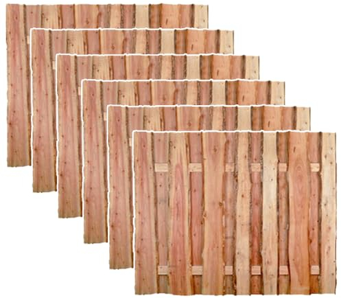 6er Set Bohlenzaun Dresden | Sichtschutz-Zaun 180x150 cm (Breite xHöhe) | aus Lärchenholz | Holz-Zaun | Gartenzaun | Bretterzaun | Sichtschutz Lärche