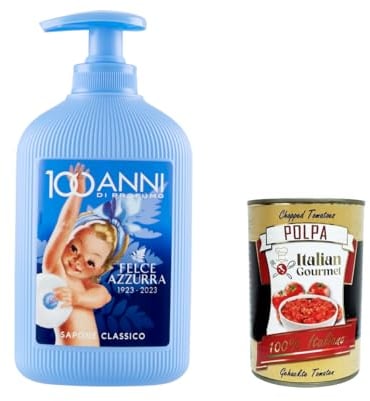 3x Felce Azzurra sapone liquido Classico, Flüssigseife Liquid Soap - 300 ml + Italian Gourmet Polpa 400 g