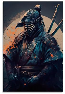 Kendo Warrior Japan-Kunstposter, Wandkunst-Poster, Geschenk für Freunde, Schlafzimmer, Wohnzimmer, Dekoration, modernes ästhetisches Poster, dekorative Malerei, Leinwand, Wandposter und Kunstdruck,