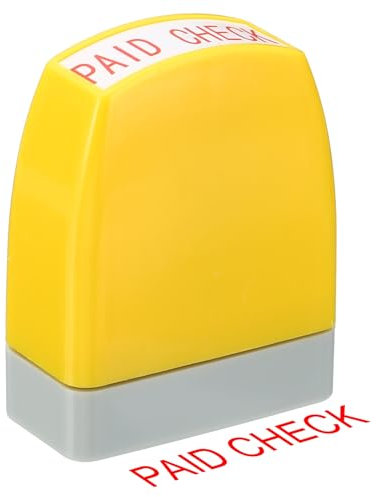 PATIKIL Bezahlte Überprüfungshinweis-Stempel Selbstfärbend, rote Tinte Bürostempel Nachfüllbarer Geschäftsstempel Stil 1, Gelb