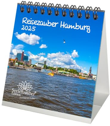Hamburgzauber Kalender für 2025 Format 10cm x 10cm Hamburg Hafen Reeperbahn Deutschland - Geschenkset Inhalt: 1x Kalender, 1x Weihnachtskarte (insgesamt 2 Teile)