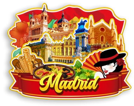 Quwsne Imán para nevera Madrid, España, imán para nevera, recuerdos de viaje de ciudad, regalos turísticos, monumentos clásicos 3D, hechos a mano, decoración del hogar -1375
