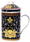 Tazza da tè in ceramica con coperchio + colino per tè sfuso con motivo asiatico (ninfea gialla, 497) tazza cinese giapponese per gli amanti del tè, in porcellana, regalo per caffè asiatico