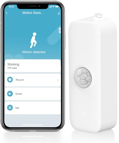 Bewegungsmelder Innen, WiFi bewegungsmelder mit Smart Life and Tuya Smart, 130°Bewegungssensor, 12m Reichweite, Kostenlose APP-Benachrichtigung, Fernüberwachung, 1 Pack