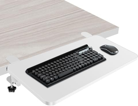 Desk Extender Tray 52x25CM Table Mount Armrest Shelf 90° Foldable Clamp on Keyboard Tray Platform Ergonomics Computer Elbow Arm Rest Support for Office