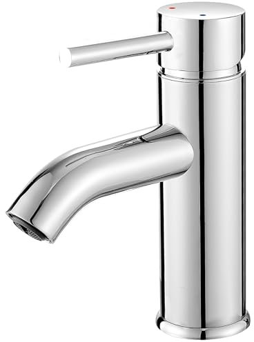 GENBONS Wasserhahn Bad Chrom-Finish Waschtischarmatur Bad Armatur Mischbatterie Waschbeckenarmatur Einhebelmischer Badezimmer
