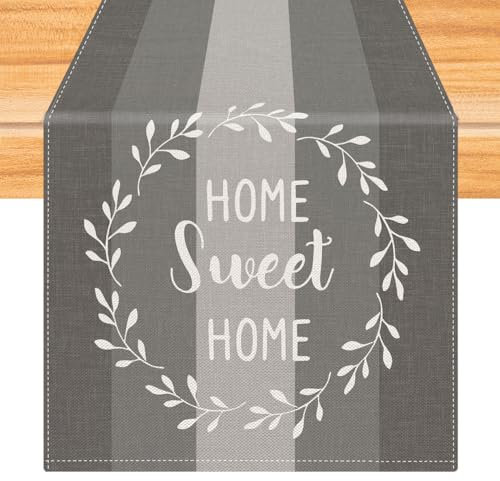 Kiatuniya Runner Moderna Grigio da Tavolo - Strisce Tavola Decorativa Lavabile per Cucina, Ristorante, Feste - 40x140 cm