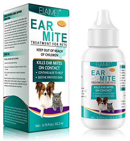 JCZQDRPC Soin des oreilles pour chiens, Pet Ear Mite Oil, traitement anti-acariens gouttes auriculaires pour chiens