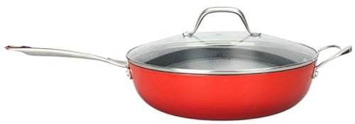 LAGUIOLE, Sauteuse en Fonte Légère 32 cm Rouge - Excellente Rétention de Chaleur, Antiadhésif Durable, Poignée Froide, Tous Feux, Idéale pour Cuisson Saine, 5,5 L, Rouge