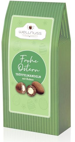 wellnuss - Ostergeschenk 175g Trüffelmandeln mit Kakao - Geschenk zu Ostern für Erwachsene - Leckere Osterschokolade - Süßigkeit für Mann & Frau - Mitbringsel