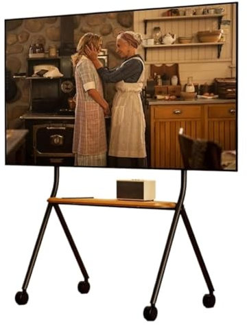 SaryEdge Mobiler TV-Wagen, Mobiler TV-Ständer auf Rädern, Mobiler TV-Wagen für 42-75 Zoll LED-LCD-Fernseher, Stativ-TV-Ständer mit Tablett hält bis zu 110 Pfund,(Schwarz-85 * 53 * 151cm
