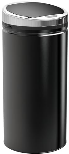 HOMCOM Pattumiera Automatica con Sensore a Infrarossi e Capacità 42L, Pattumiera Cucina in Acciaio e Plastica, Nero, 30.5x30.5x68 cm