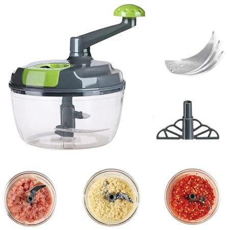 Affettatrice cipolla con corda, taglia cipolla rossa, taglia verdure con cordoncino, design manuale, tritatutto per carne, utensili da cucina (grigio-1500 ML)