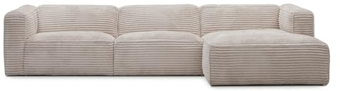 Modulares Ecksofa Moved XL – Cordstoff Beige (Tilia 03), Rechts, 327x97x71 cm, Wohnlandschaft in L-Form, Gemütliche Polsterecke für Wohnzimmer