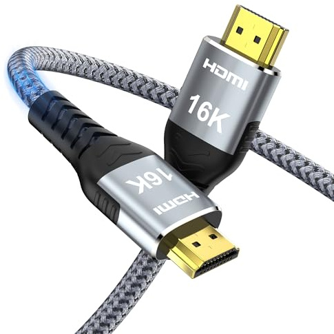 Anehmeta 16K 10K 8K HDMI 2.2 Kabel 3M, 96Gbps Ultra High Speed 16@60Hz 8K@120Hz 4K@480Hz Geflochtenes HDMI Kabel, HDCP 2.2 & 2.3, Dynamic HDR, eARC, kompatibel mit P5S HDTV PC Monitor Xbox Series