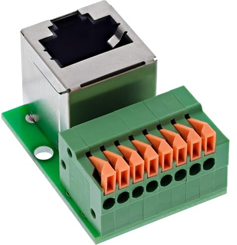 InLine RJ45 Buchse gewinkelt, 8-polig, Push-In-Klemme, für Hutschiene, Cat.5e, Netzwerkdose werkzeuglos, LAN Kupplung Ethernet vertikal, 92505G