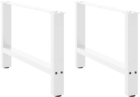 Hoopleep Lot de 2 pieds de table basse blancs, 70 x 43 cm, en acier revêtu par pulvérisation, robustes avec pieds réglables, pour projets de meubles DIY, base en métal stable