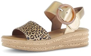 Gabor Damen Plateausandalen, Frauen Sandalen,beige,Lack,braun,klassisch,Komfort-Mehrweite,modisch,orthopaedisch,gesund,Natur/Gold,37 EU / 4 UK