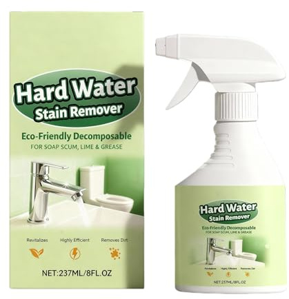 Hard Water Remover, 237 ml, Cleaning Spray, Limescale Remover, Glass Stain Remover, Anti-limescale Deep Cleaning for Shower, Bathtub, Faucet, Sink, Bathroom, Kitchen, Home, Apartment