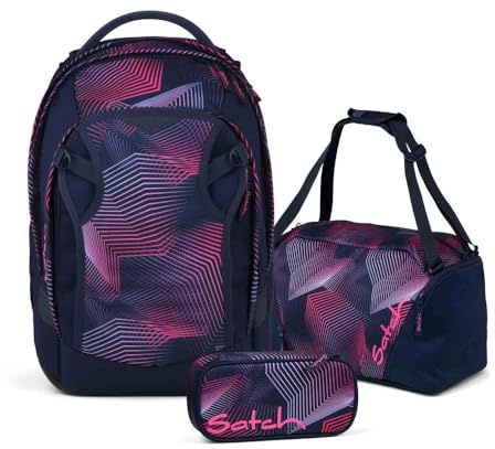 Satch Match Plus Schulrucksack Set 3tlg. inkl. Schlamperbox und Sporttasche (Seismic Pink)