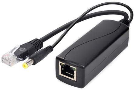 Oxxggkao DC5.5x2.1mm Waterproof PoEs Splitter Adapter IEEE802.3at Compliant 10 / 100Mbps for Camera Phone Power Over Ethernet Splitter