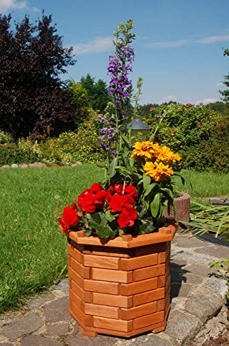 Deko-Shop-Hannusch Pflanzkasten, Blumenkasten, Blumenkübel rund aus massivem Holz, für den Garten, Farbe:Braun