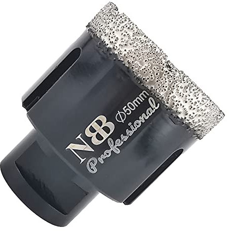 NBB Broca de diamante soldada al vacío con M14, para taladrar en seco y en húmedo profesionalmente en porcelana dura, cerámica, baldosas, granito, mármol, rápida, para Amoladora Angular (Dia.50mm)