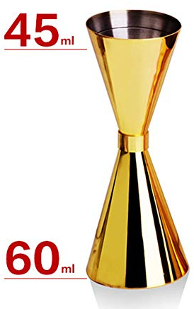 Doseur en Acier INOX Cocktail Mesure Alcool Jigger Single Double Verre Bar 30 / 45ml, 45 / 60ml FENGMING (Couleur : Or, Taille : 45/60ml)
