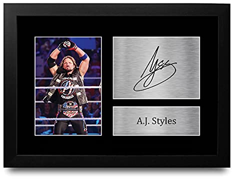 HWC Trading A.J. Styles A4 Gerahmte Signiert Gedruckt Autogramme Bild Druck-Fotoanzeige Geschenk Für Wwe Wrestling-Fans