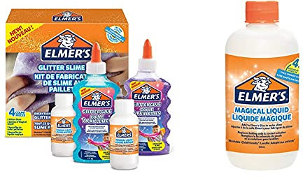Elmer’s Glitter Slime Kit with Purple & Blue Glitter Glue plus 2 Bottles of Magical Liquid Slime Activator, 4Count