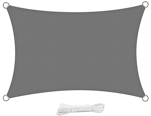 swift Sonnensegel Wasserdicht Rechteckig 2x3 Meter UV Schutz Polyester Wasserabweisend Rechteck 2x3m Sonnenschutz Balkon Garten und Terrasse, Grau (3x2)
