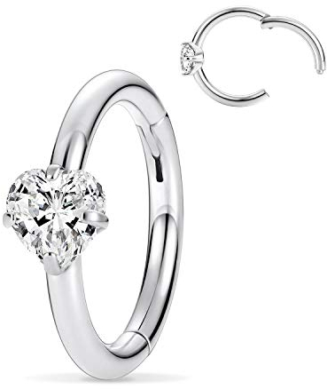hengkaixuan 16G Herz CZ Daith Helix Tragus Turm Ohrringe Septum Clicker Schmuck Nasenringe 10mm Chirurgischer Stahl Muschelknorpel Ohrring Creole Kleiner Creolenring für Frauen Männer