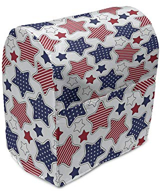 ABAKUHAUS USA Standmixerabdeckung, Stern mit Flaggen, Küchengerät Taschenhülle mit Taschen, 36 x 39 x 24 cm, Indigo Rot Weiß