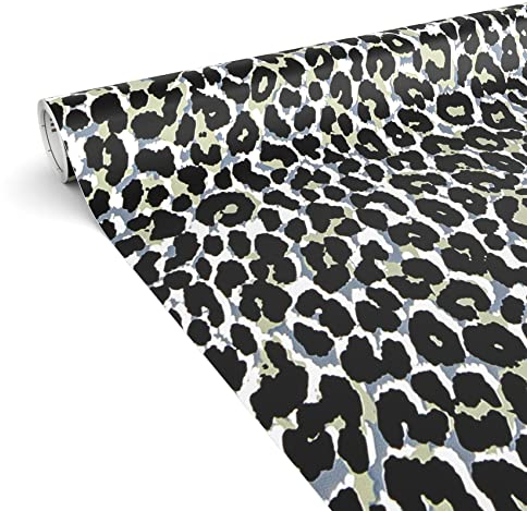 ANRO Klebefolie Möbelfolie matt Dekofolie DIY selbstklebend kratzfest wasserfest 0,45x2m Leopard Grau